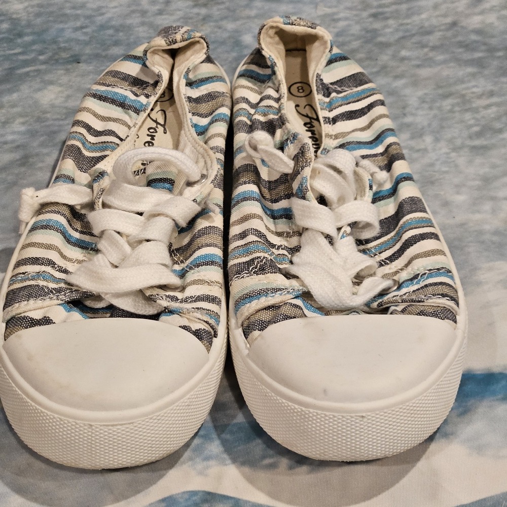 Forever‎ Comfort Womens Size 8 Striped Canvas Casual Comfort Shoes Sneakers
